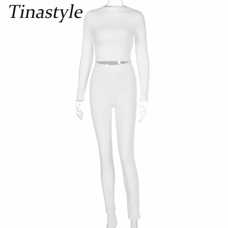 Tinastyle Black Long Sleeve Bodycon Crop Top And Pants Two Piece Set Women's Tracksuit Casual Slim Sport Outfits Streetwear
Tinastyle Black Long Sleeve Bodycon Crop Top And Pants Two Piece Set Women's Tracksuit Casual Slim Sport Outfits Streetwear