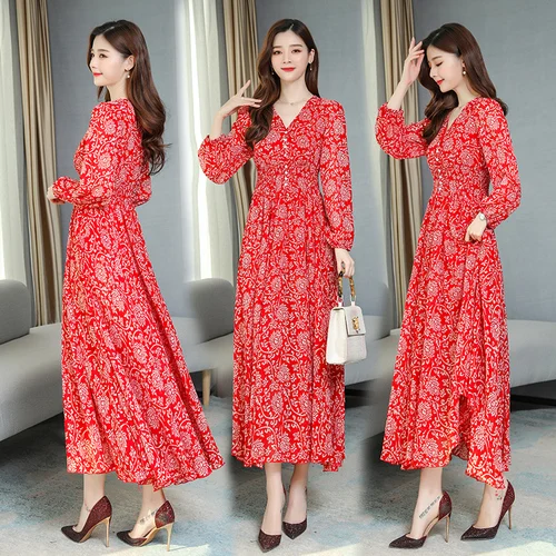 Spring Summer Foral V-Neck Single-Breasted Maxi Long Elegant Slim A-line High Waist Women Lady Dress
Spring Summer Foral V-Neck Single-Breasted Maxi Long Elegant Slim A-line High Waist Women Lady Dress