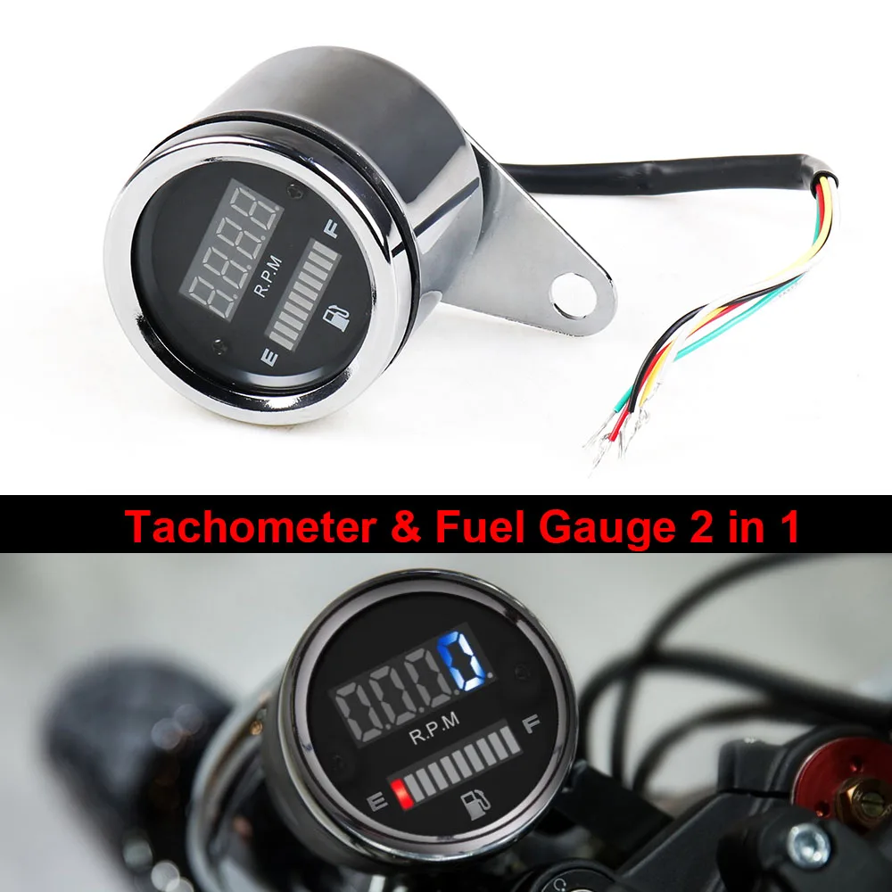 DC 12V Motorcycle 2 in 1 Tachometer RPM Gauge Fuel Level Gauge Meter Waterproof With Digital LED Indicator Motorbike Instrument
DC 12V Motorcycle 2 in 1 Tachometer RPM Gauge Fuel Level Gauge Meter Waterproof With Digital LED Indicator Motorbike Instrument
