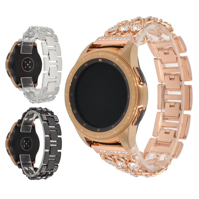 Ремешок из нержавеющей стали для Samsung Gear S2/Galaxy Watch 42 мм, браслет на цепочке со стразами для Galaxy Watch Active, 20 мм 
Ремешок из нержавеющей стали для Samsung Gear S2/Galaxy Watch 42 мм, браслет на цепочке со стразами для Galaxy Watch Active, 20 мм