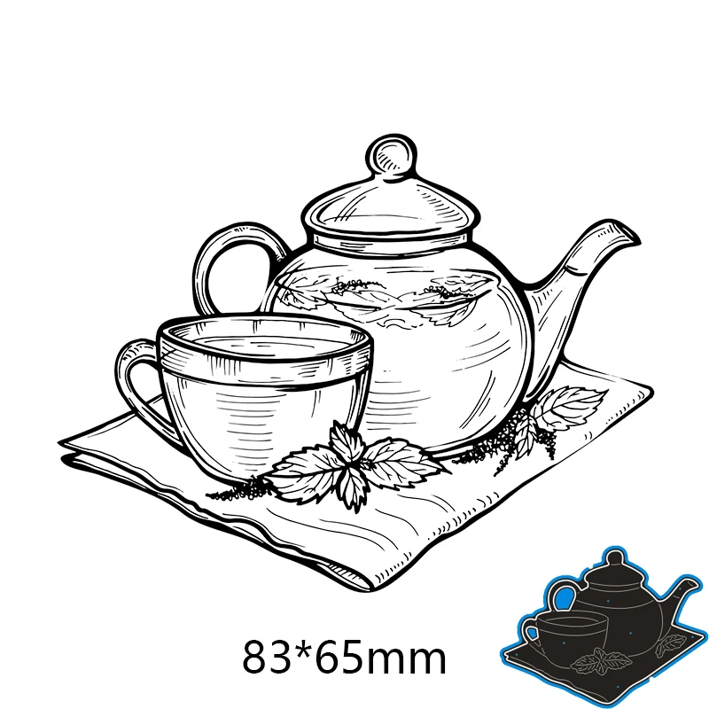 

Metal Cutting Dies Tea set new for decor card DIY Scrapbooking stencil Paper Album template Dies 83*65mm