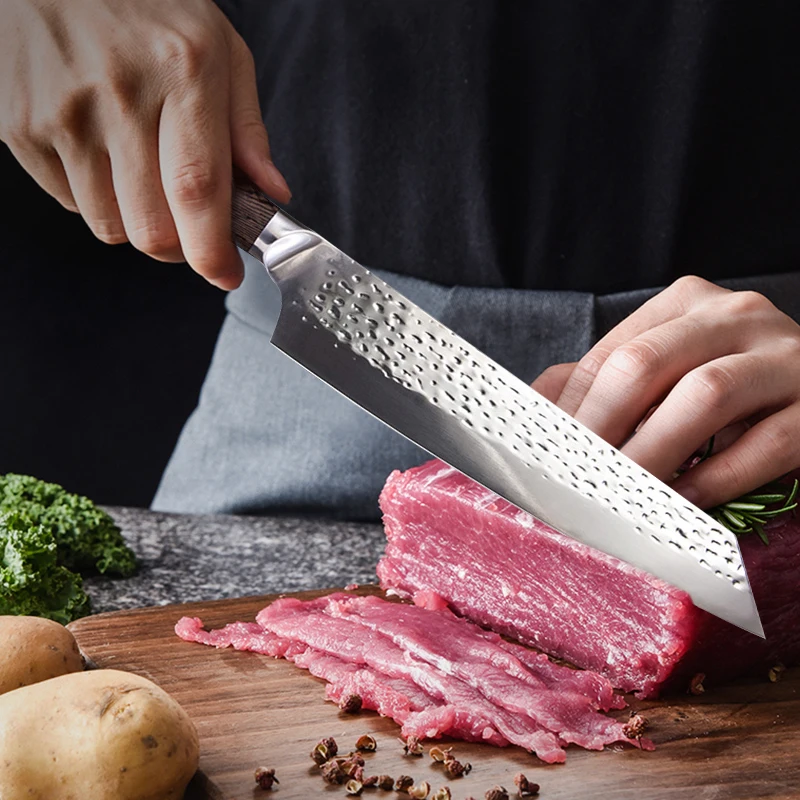 

Кованый японский нож шеф-повара 9 дюймов 7CR1 5 кухонный нож из нержавеющей стали для приготовления пищи мясница овощи резка лосося ножи для су...