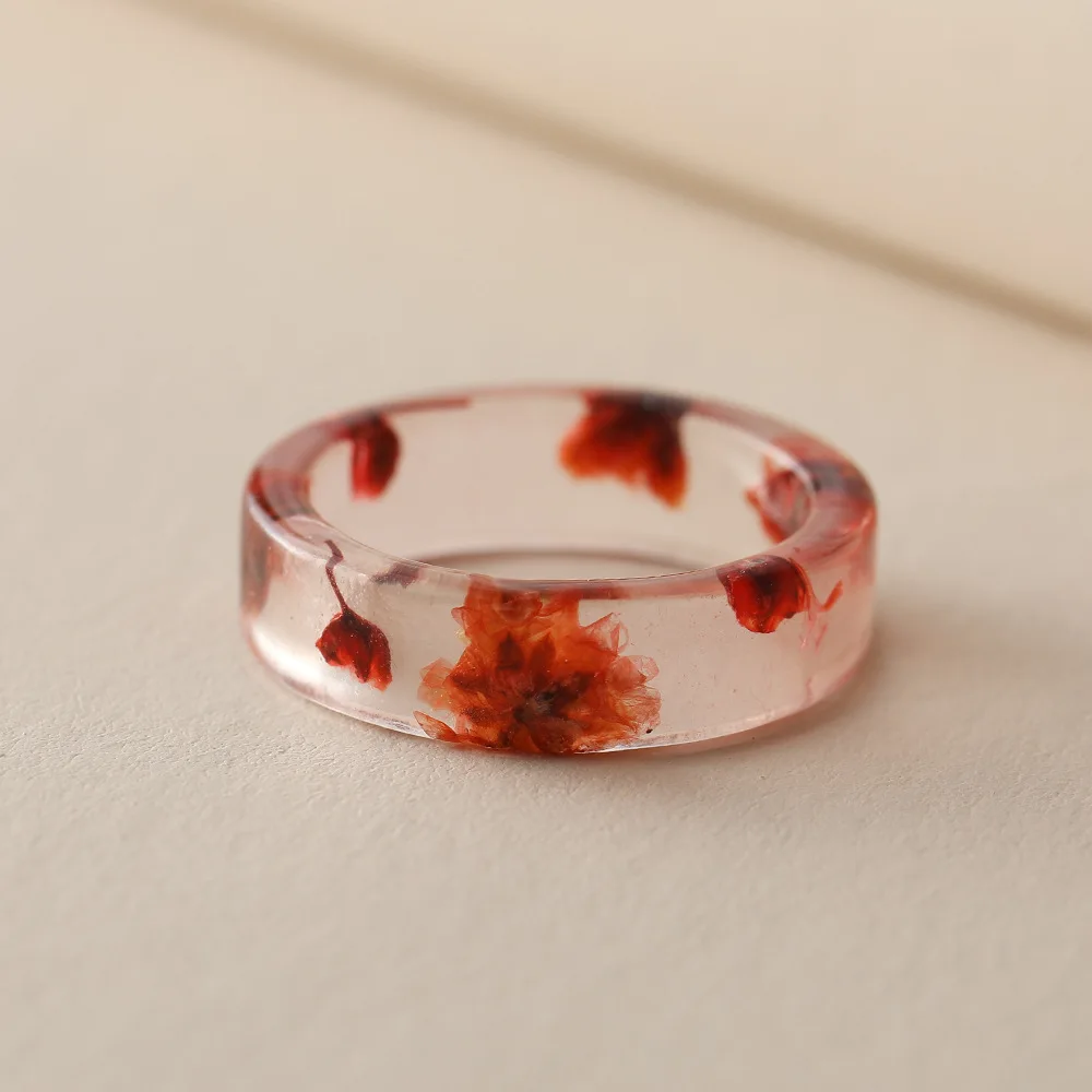 Acrylic Knuckle Ring Female Creative Personality Red Dried Flower Red Flower Resin Ring Wholesale 
Acrylic Knuckle Ring Female Creative Personality Red Dried Flower Red Flower Resin Ring Wholesale