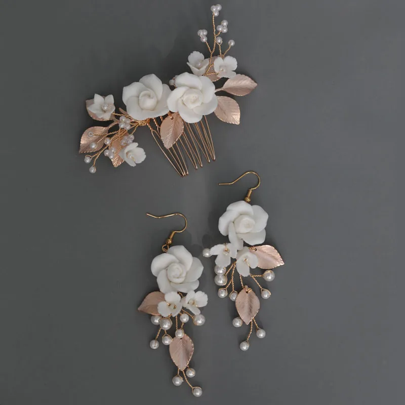 SLBRIDA Handmade Ins Baroque Style Alloy Leaf Ceram Flower Pearls Bridal Hair Comb Earring Set Wedding Bridesmaids Women Jewelry
SLBRIDA Handmade Ins Baroque Style Alloy Leaf Ceram Flower Pearls Bridal Hair Comb Earring Set Wedding Bridesmaids Women Jewelry