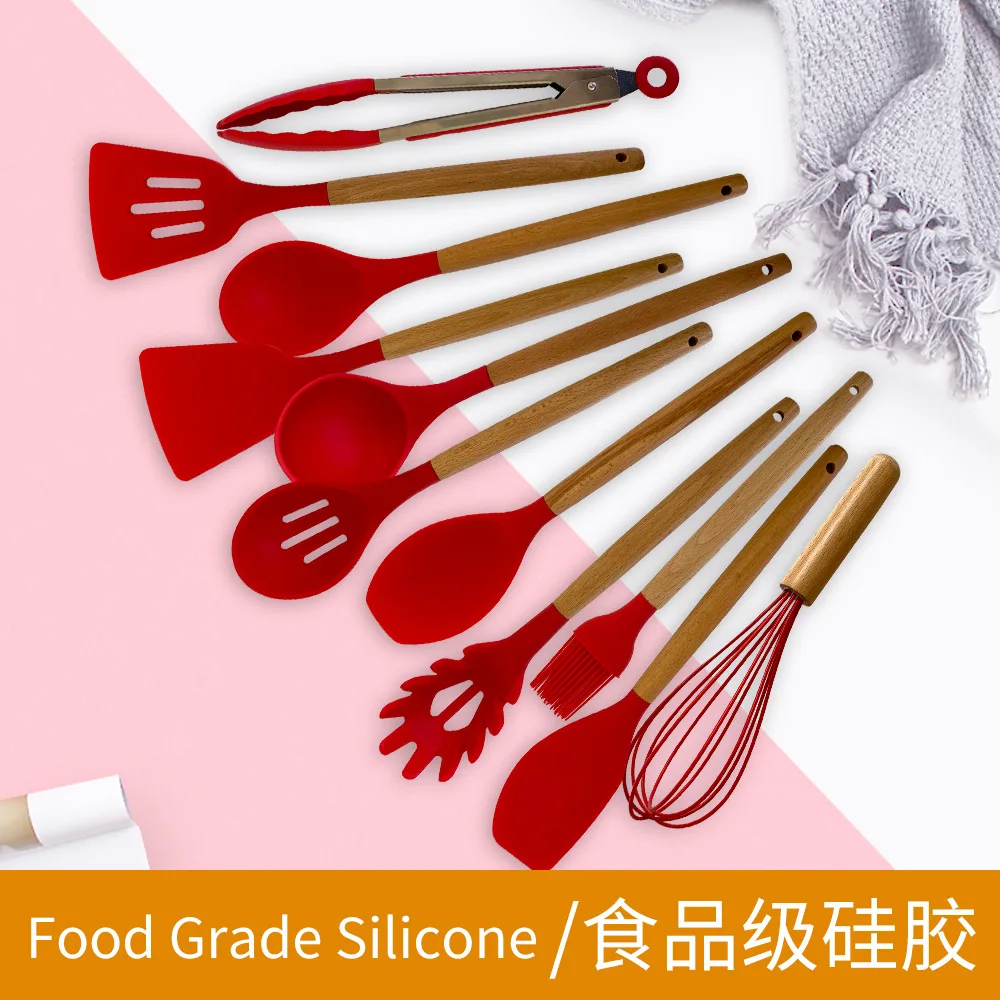 Wooden Handle Silicone Kitchenware 11PCS Set With Storage Bucket non-stick cookware special cooking spatula spoon kitchenware se
Wooden Handle Silicone Kitchenware 11PCS Set With Storage Bucket non-stick cookware special cooking spatula spoon kitchenware se