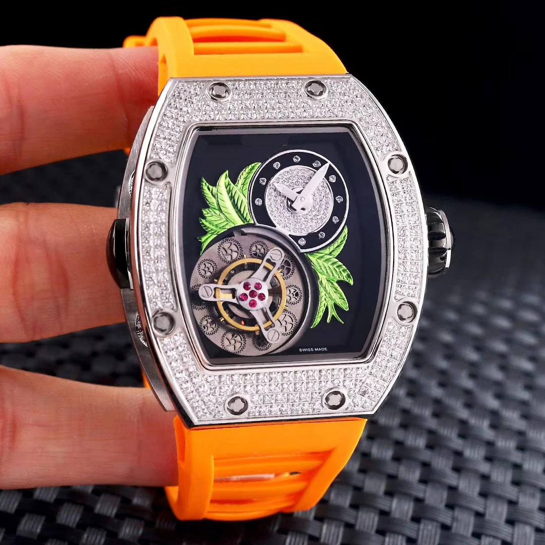 2020 Luxury Brand New Men Automatic Mechanical Skeleton Silver White Iced Diamond Fleur Rubber Stainless Steel Watch Tourbillion
2020 Luxury Brand New Men Automatic Mechanical Skeleton Silver White Iced Diamond Fleur Rubber Stainless Steel Watch Tourbillion