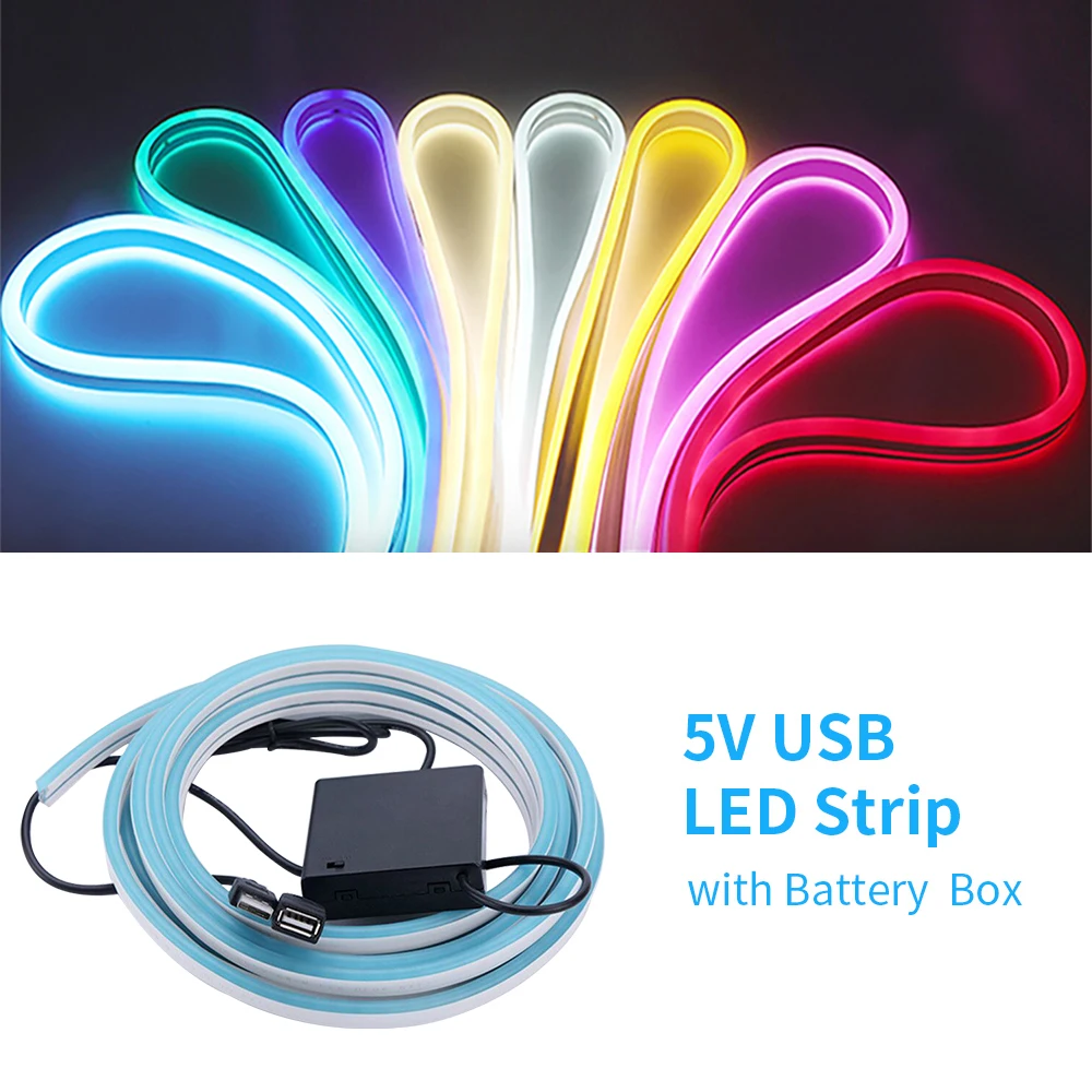 LED Neon Strip Light DC5V USB Powered Neon Tube Flexible Neon Sign Night Light 2835 120Leds/m Waterproof Soft Tape With Switch
LED Neon Strip Light DC5V USB Powered Neon Tube Flexible Neon Sign Night Light 2835 120Leds/m Waterproof Soft Tape With Switch