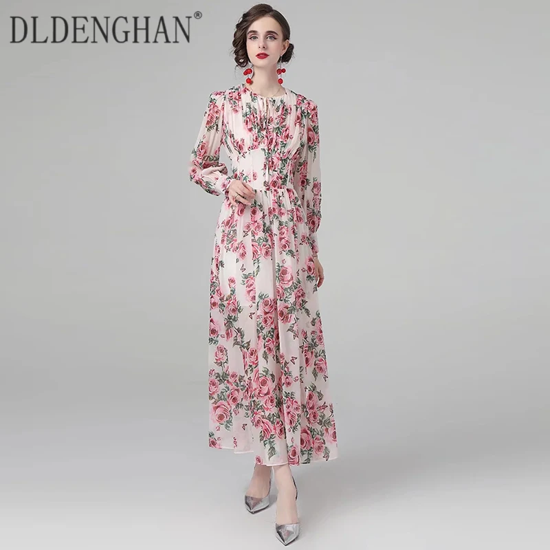 DLDENGHAN Fashion Designer Autumn Chiffon Maxi Dress Women O-Neck Long Sleeve Rose Flower Print Bohemian Dresses
DLDENGHAN Fashion Designer Autumn Chiffon Maxi Dress Women O-Neck Long Sleeve Rose Flower Print Bohemian Dresses