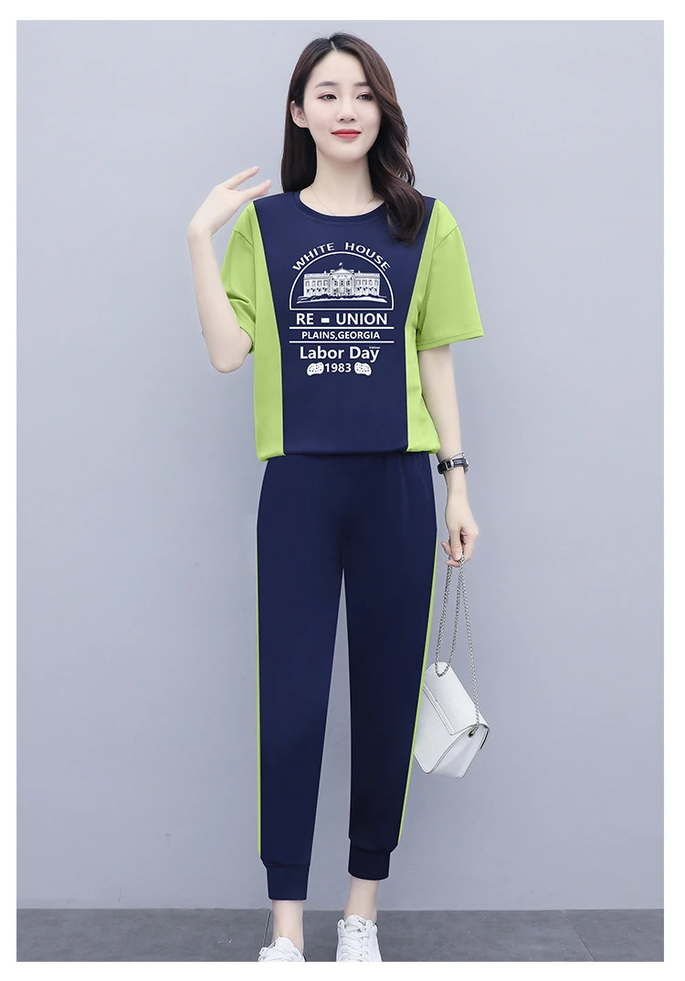 summer Two-piece Suit women Casual Western Style Sports Suit European Fashion Age-reducing Slim Short-sleeved T-shirt Outfits
summer Two-piece Suit women Casual Western Style Sports Suit European Fashion Age-reducing Slim Short-sleeved T-shirt Outfits