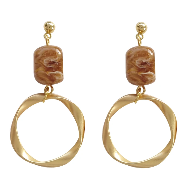 Modern Jewerly Dangle Earrings Popular Design Metal Alloy Matte Golden Color Geometric Brown Resin Drop Earrings Gift For Women
Modern Jewerly Dangle Earrings Popular Design Metal Alloy Matte Golden Color Geometric Brown Resin Drop Earrings Gift For Women