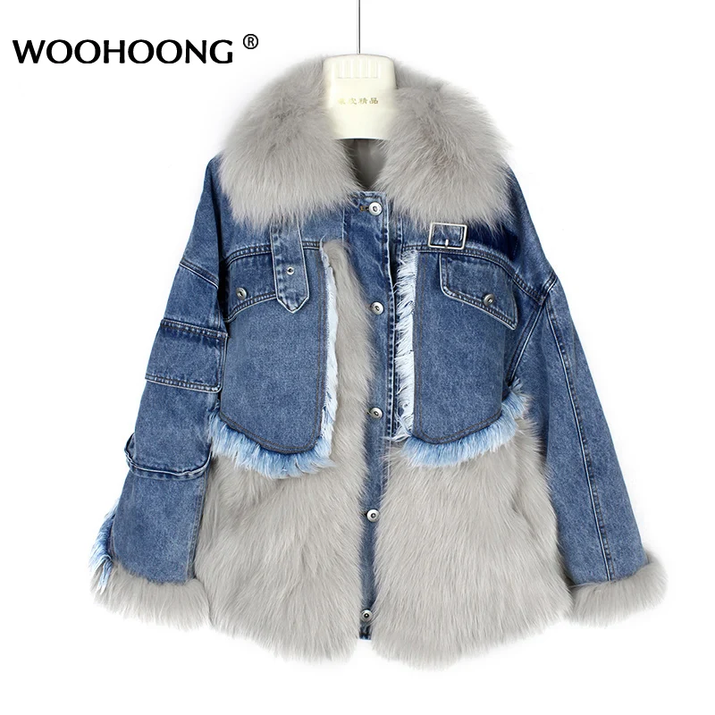 Winter New Fox Fur Jacket Stitching Denim Coat Woman Natural Fur Coat Jacket Lady Korean Loose Warm Streetwear Casual Loose
Winter New Fox Fur Jacket Stitching Denim Coat Woman Natural Fur Coat Jacket Lady Korean Loose Warm Streetwear Casual Loose