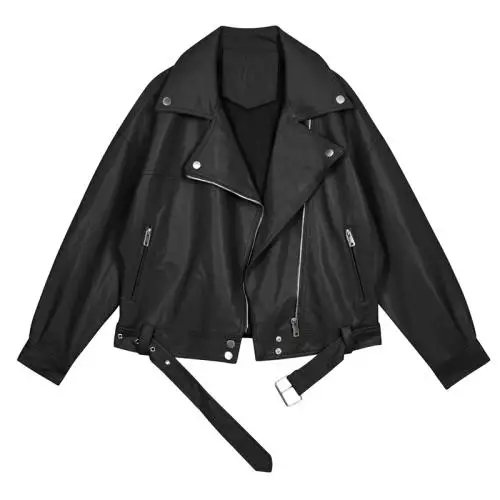 2021 New Spring Women Pu Leather Motorcycle Jacket Female With Belt Solid Color Jackets Ladys Loose Casual Jacket
2021 New Spring Women Pu Leather Motorcycle Jacket Female With Belt Solid Color Jackets Ladys Loose Casual Jacket