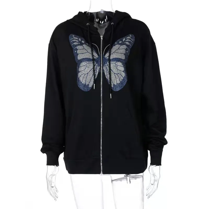 Sweatshirt Y2K Fashion Oversized Butterfly Graphic Rhinestone Zip Up Hoodies E-girl Streetwear Diamond Grey Long Jacket Autumn
Sweatshirt Y2K Fashion Oversized Butterfly Graphic Rhinestone Zip Up Hoodies E-girl Streetwear Diamond Grey Long Jacket Autumn