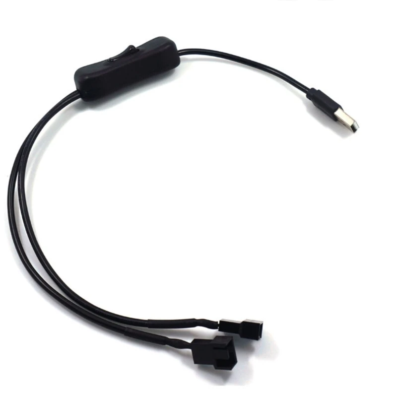 

Fan Power Adapter Cable 1 to 2 Ways USB to 3 / 4 Pin PWM 5V Fan Connector with On / Off Switch, 22AWG 40cm/15.75in