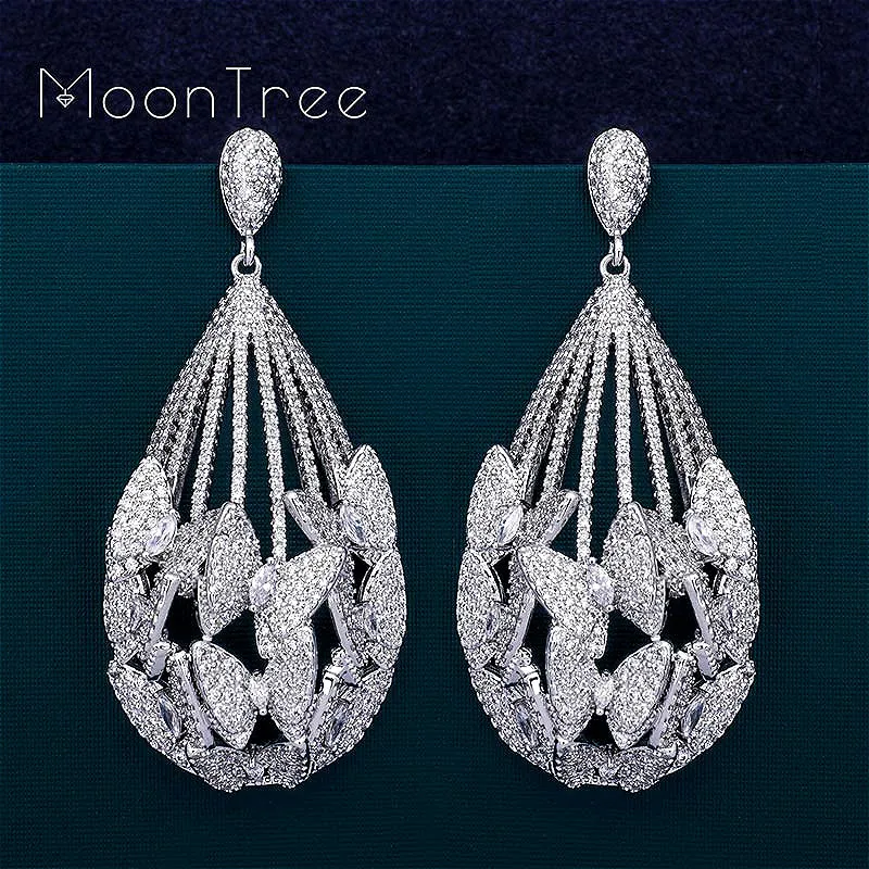 Женские серьги MoonTree роскошные бабочки с каплями воды и кубическим цирконием