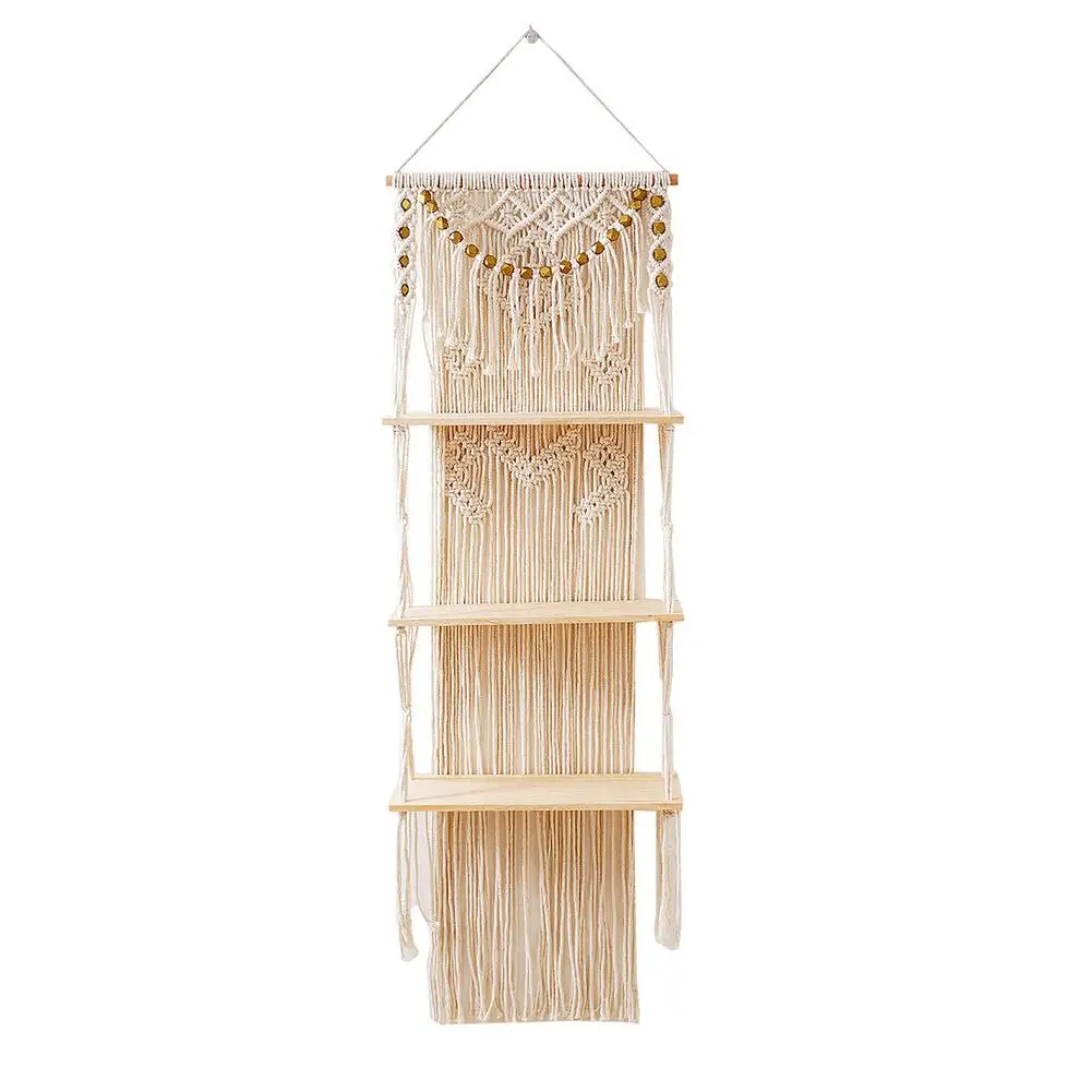 Hand-woven Wooden Floating Shelf Handmade Macrame Wall Hang Decor 3 Tiers Storage Shelf Decoration For Living Room Bedroom
Hand-woven Wooden Floating Shelf Handmade Macrame Wall Hang Decor 3 Tiers Storage Shelf Decoration For Living Room Bedroom