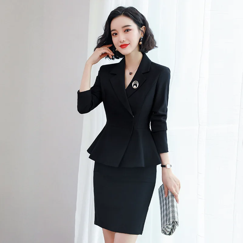 OL Style Female Work Wear Suit Black Navy Blue 2 Piece Ruffles Blazer Set Formal Business Pant Suits Office Ladies Pantsuit
OL Style Female Work Wear Suit Black Navy Blue 2 Piece Ruffles Blazer Set Formal Business Pant Suits Office Ladies Pantsuit