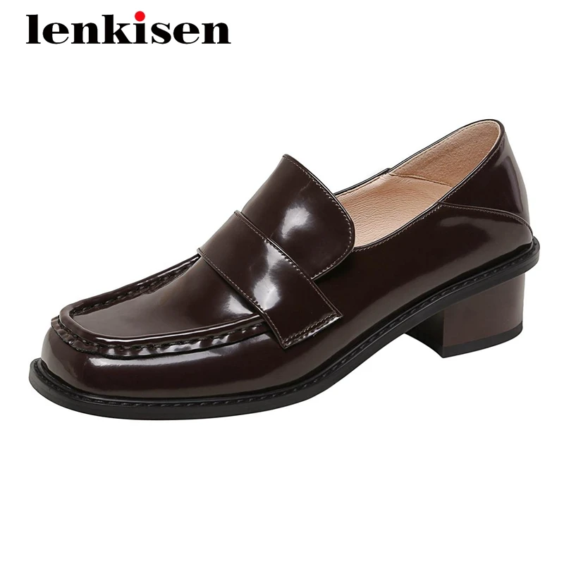 Lenkisen preppy style simple full grain leather handmade square toe med heel slip on pretty girls superstar cozy women pumps L42
Lenkisen preppy style simple full grain leather handmade square toe med heel slip on pretty girls superstar cozy women pumps L42
