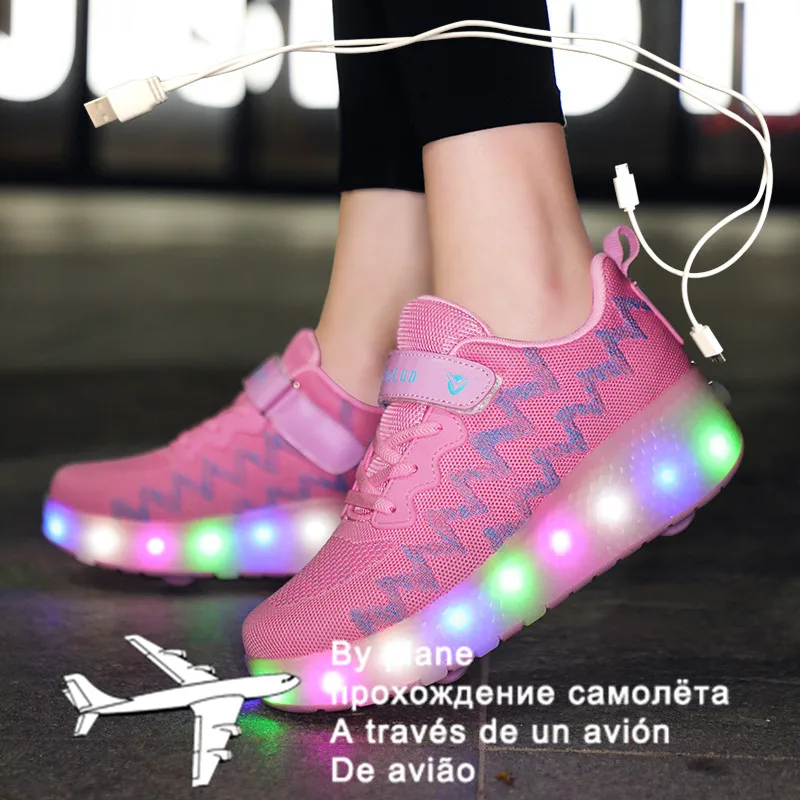 3 Colors Children Single / Double Wheels Glowing Sneakers USB Charging Led Luminous Shoes Boys Girls Roller shoes Good Gifts
3 Colors Children Single / Double Wheels Glowing Sneakers USB Charging Led Luminous Shoes Boys Girls Roller shoes Good Gifts