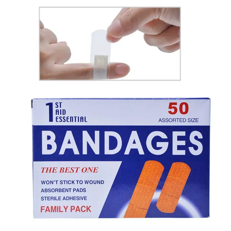 50Pcs/Box Breathable Anti-Bacteria Adhesive Wound Paster Bandage Sticker Healing Band Hemostasis First Aid Kit Supplies 
50Pcs/Box Breathable Anti-Bacteria Adhesive Wound Paster Bandage Sticker Healing Band Hemostasis First Aid Kit Supplies
