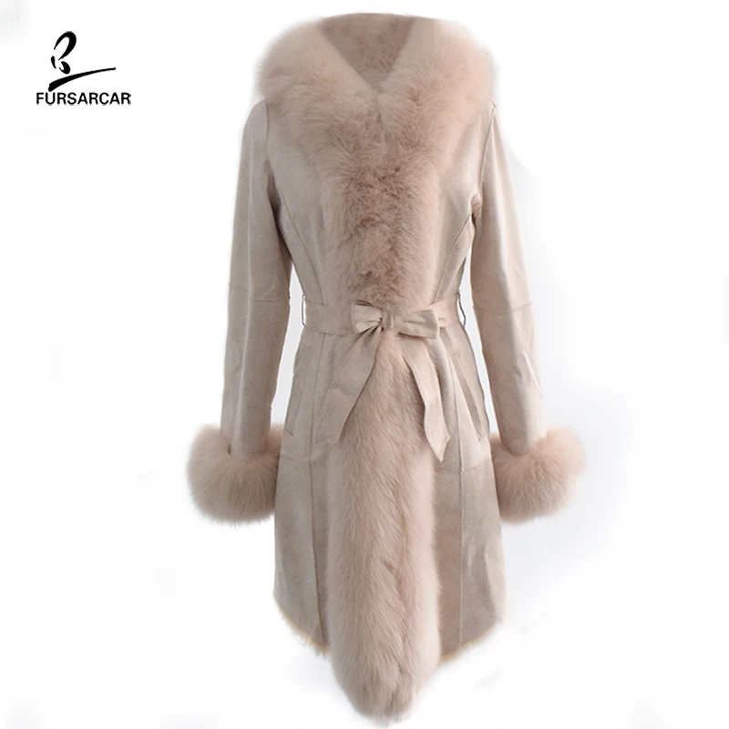 FURSARCAR 2021 New Fashion Real Fur Natural Genuine Leather Sheep Coat With Fox Fur Collar Winter Wool Lining Luxury Fur Jacket
FURSARCAR 2021 New Fashion Real Fur Natural Genuine Leather Sheep Coat With Fox Fur Collar Winter Wool Lining Luxury Fur Jacket