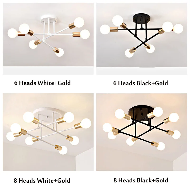 Smuxi Modern 6/8 Head LED Industrial Iron Ceiling Light E27 Lamp Living Room Lighting Nordic 220V (Bulb Not Include)
Smuxi Modern 6/8 Head LED Industrial Iron Ceiling Light E27 Lamp Living Room Lighting Nordic 220V (Bulb Not Include)