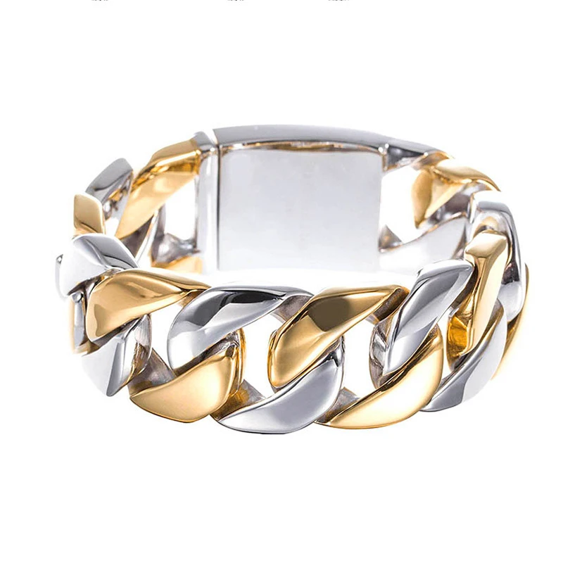 Luxury Men's Bracelet two tone 18k gold plated bicolor Fashion accessories Stainless Steel Jewelry big bracelets for men male
Luxury Men's Bracelet two tone 18k gold plated bicolor Fashion accessories Stainless Steel Jewelry big bracelets for men male