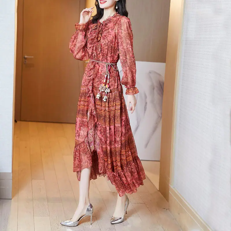 2021 Spring Mid-Length High-End Temperament Ruffled Floral Dress Asymmetry Fashion Long Sleeve Elegant Female Vestidos zh090
2021 Spring Mid-Length High-End Temperament Ruffled Floral Dress Asymmetry Fashion Long Sleeve Elegant Female Vestidos zh090