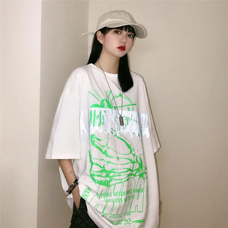 Streetwear hip hop Printed T Shirt Women Clothes Tshirt Loose Streetwear Personality Tops Plus Size T-shirt Trend Summer New
Streetwear hip hop Printed T Shirt Women Clothes Tshirt Loose Streetwear Personality Tops Plus Size T-shirt Trend Summer New