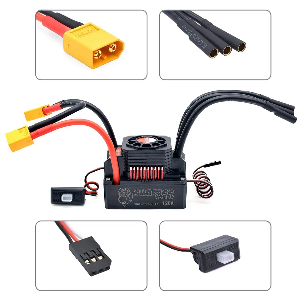 Surpass Hobby KK 3670 2850kv Brushless Motor 120A Brushless ESC Set for 1/8 1/10 RC Car Model Parts XT60 Plug
Surpass Hobby KK 3670 2850kv Brushless Motor 120A Brushless ESC Set for 1/8 1/10 RC Car Model Parts XT60 Plug