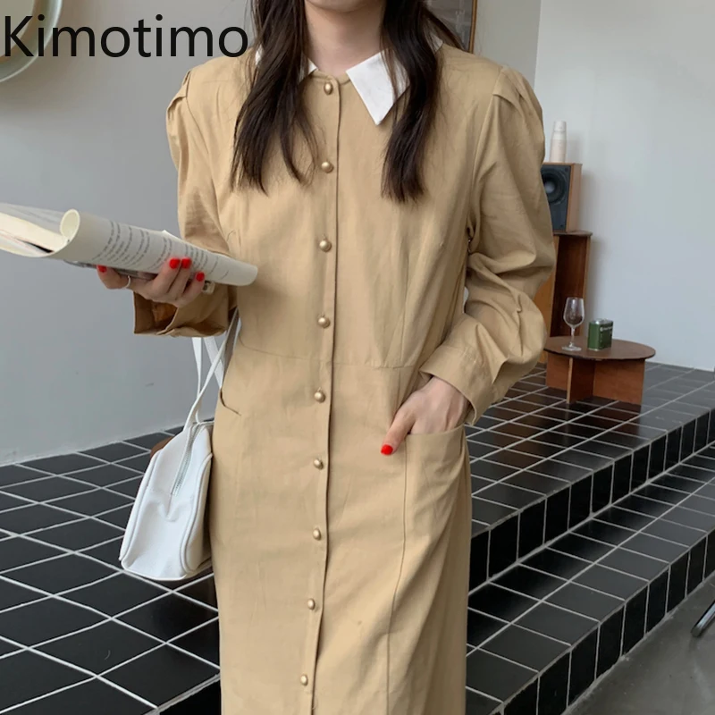 Винтажное платье Kimotimo, женское корейское шикарное осеннее платье с отложным воротником, двубортное свободное темпераментное длинное плать...
Винтажное платье Kimotimo, женское корейское шикарное осеннее платье с отложным воротником, двубортное свободное темпераментное длинное плать...