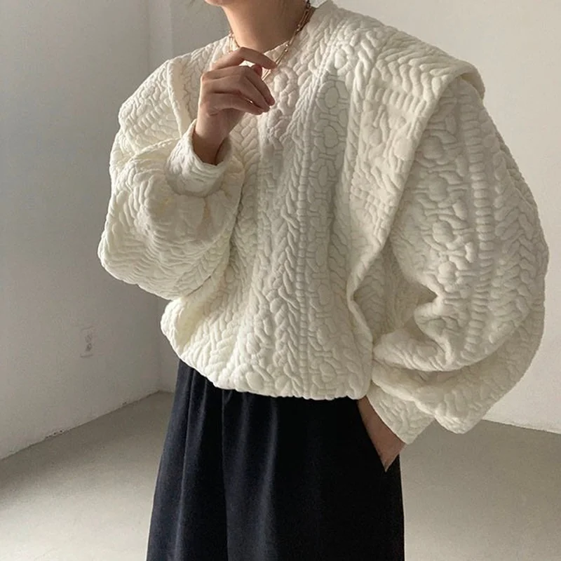 2021 New Autumn Women O-Neck Pullover Jacquard Sweatshirt Texture Design Loose Patchwork Fake Two Piece Long Sleeve Hoodies
2021 New Autumn Women O-Neck Pullover Jacquard Sweatshirt Texture Design Loose Patchwork Fake Two Piece Long Sleeve Hoodies
