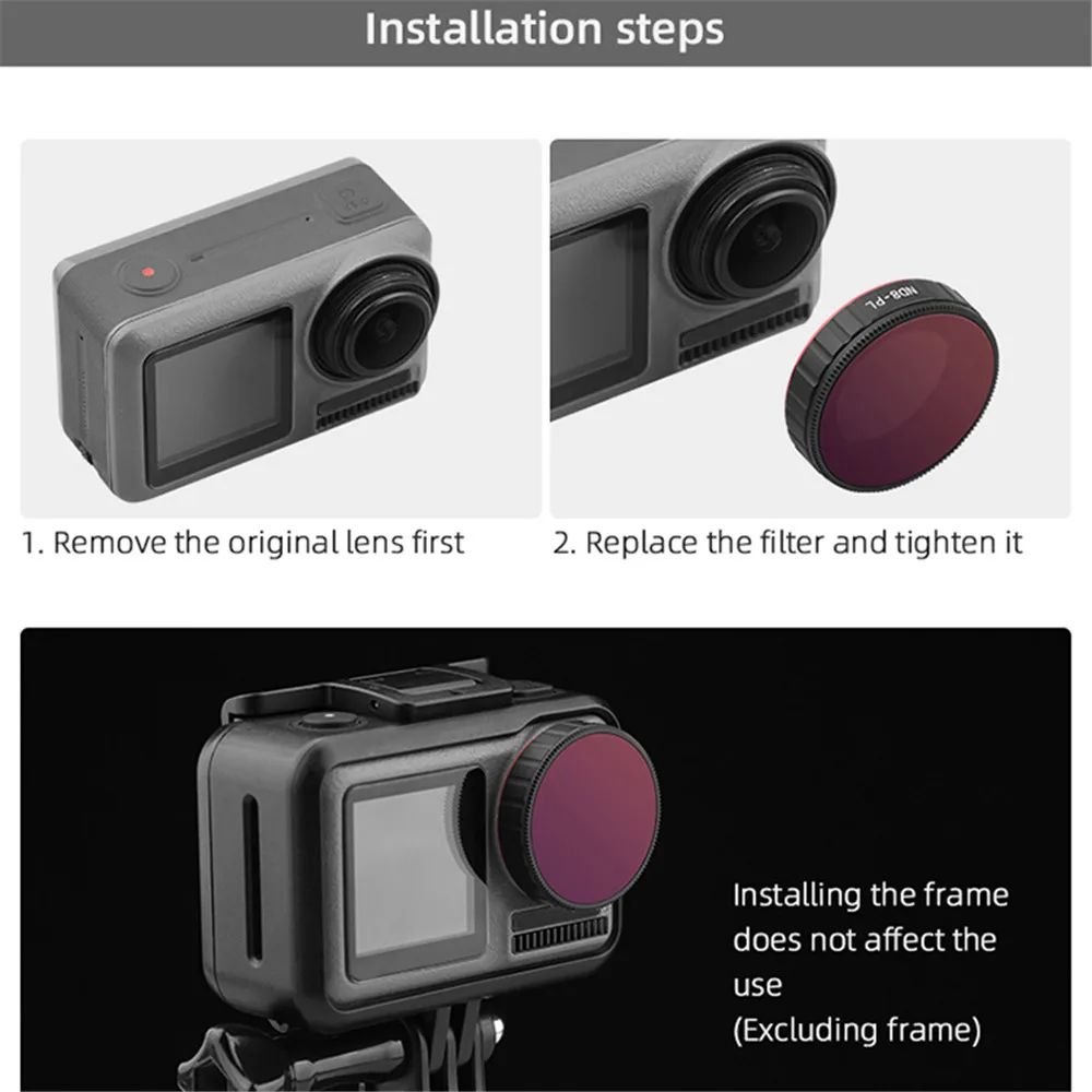 For DJI Osmo Action Camera UV CPL ND8 ND8-PL Camera Lens Filter ND16/ND32/ND4-PL/ND8-PL/ND16-PL/ND32-PL Filter for Osmo Action
For DJI Osmo Action Camera UV CPL ND8 ND8-PL Camera Lens Filter ND16/ND32/ND4-PL/ND8-PL/ND16-PL/ND32-PL Filter for Osmo Action