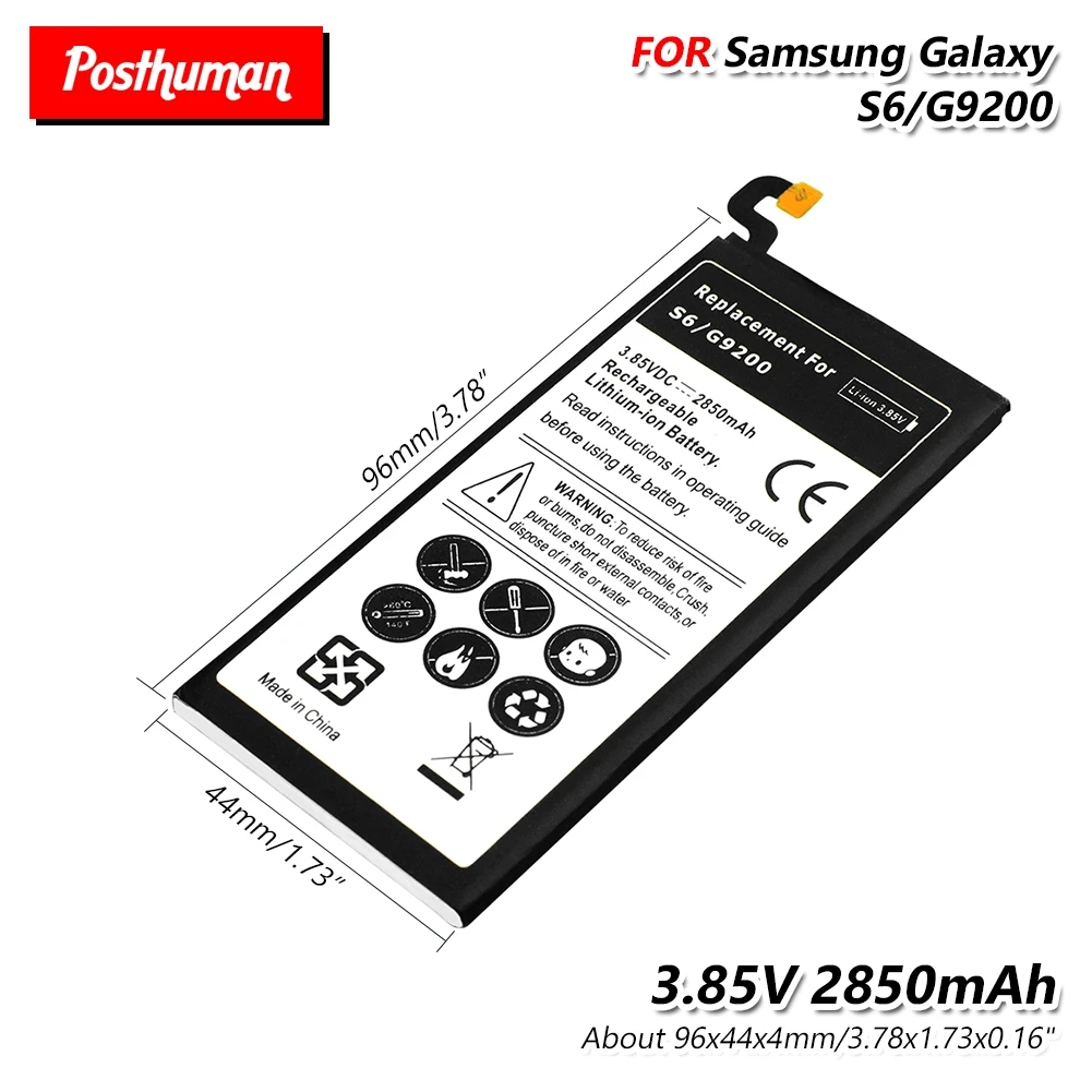 Универсальный аккумулятор 3 85 В 2850 мАч для телефона Samsung Galaxy S6 G9200 G9209 G920A G920I SM G920F