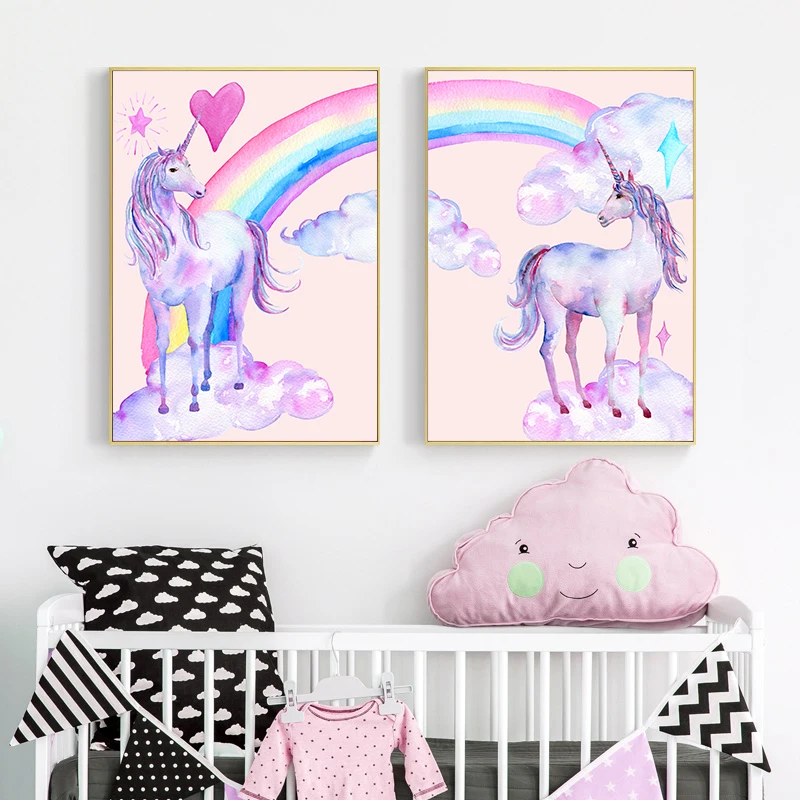 Wall Poster Nursery Wall Art Canvas Painting Colorful Unicorn Rainbow Print Decorative Picture Nordic Kids Baby Room Decoration
Wall Poster Nursery Wall Art Canvas Painting Colorful Unicorn Rainbow Print Decorative Picture Nordic Kids Baby Room Decoration