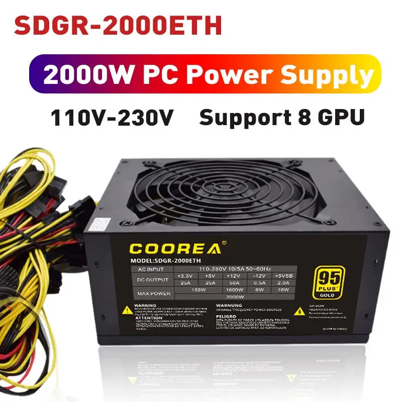 Блок питания для ПК SDGR 2000ETH 2000 Вт 110 230 В 95 PLUS Gold ATX майнинга с поддержкой 8