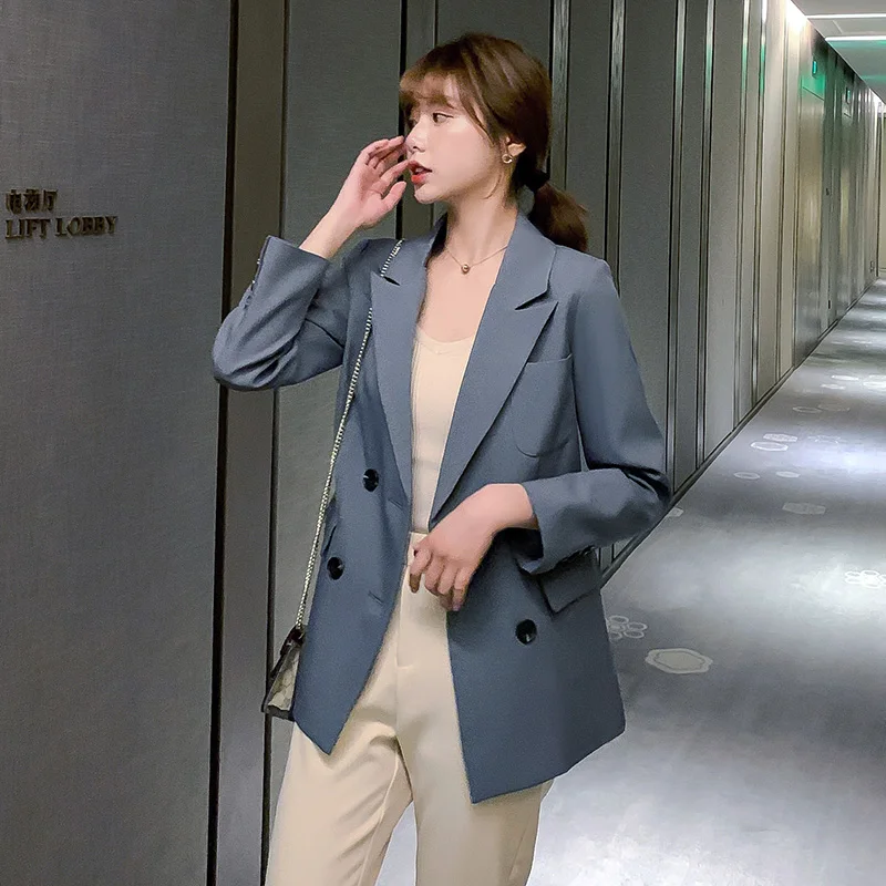 Women Spring 2021 New Casual Suit Jacket Fashion Double Breasted Slim Korean Version Long Sleeve Blazer X1600RX
Women Spring 2021 New Casual Suit Jacket Fashion Double Breasted Slim Korean Version Long Sleeve Blazer X1600RX