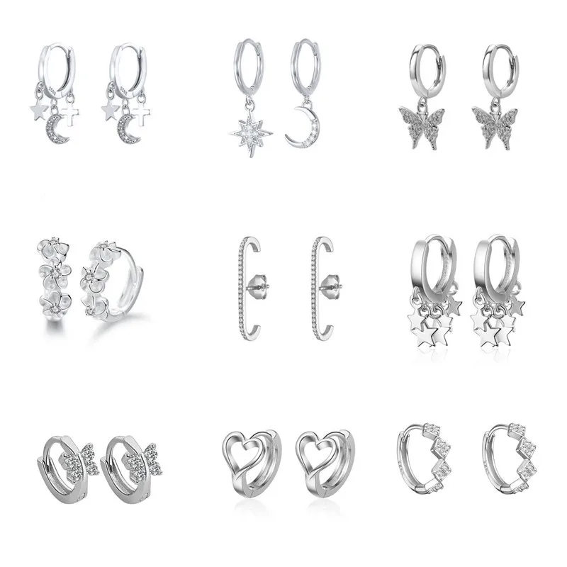 925 Sterling Silver Tassel Cubic Zircon Star Moon Heart Stud Earrings For Women Fashion Jewelry Gift Accessories A064 
925 Sterling Silver Tassel Cubic Zircon Star Moon Heart Stud Earrings For Women Fashion Jewelry Gift Accessories A064