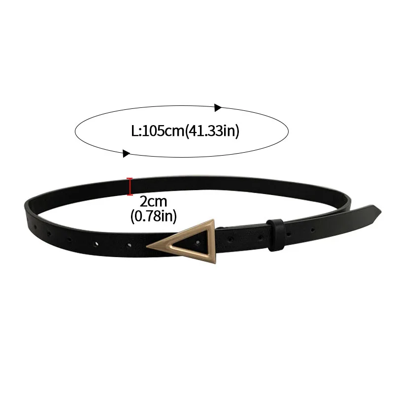Fashion Women Thin Belts Gold Triangle Pin Buckle Women Belt PU Leather Waist Belt Female Dress Trousers Straps 
Fashion Women Thin Belts Gold Triangle Pin Buckle Women Belt PU Leather Waist Belt Female Dress Trousers Straps