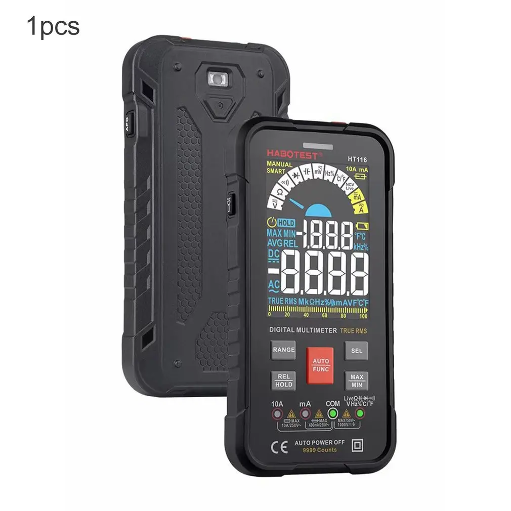 HT116 Smart Multimeter LCD Display Compact Digital Multimeter Electric Ammeter Voltmeter Resistance Capacitance Tester
HT116 Smart Multimeter LCD Display Compact Digital Multimeter Electric Ammeter Voltmeter Resistance Capacitance Tester