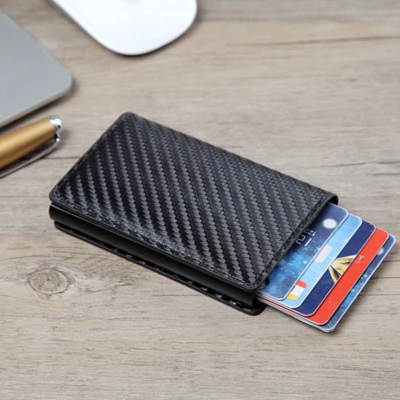 Men Automatic Credit Card Holder Carbon Fiber Wallet Aluminum Mini Wallet with Back Pocket ID Card RFID Blocking Purse
Men Automatic Credit Card Holder Carbon Fiber Wallet Aluminum Mini Wallet with Back Pocket ID Card RFID Blocking Purse