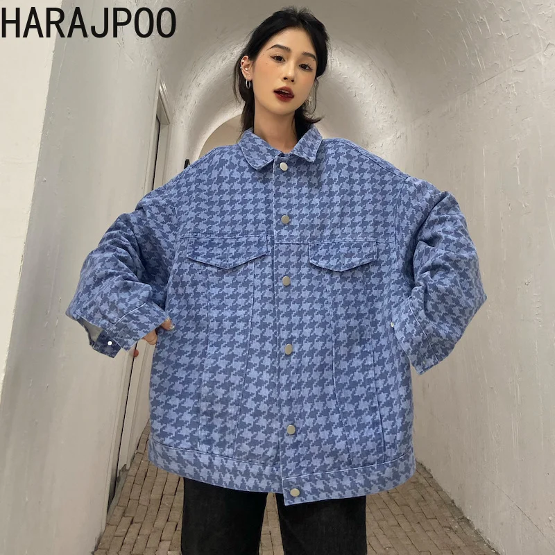 Harajpoo Female Jackets 2021 New Autumn Korean Printed Long Sleeved Loose Casual Top Women Harajuku Goth Casual Blue Clothes 
Harajpoo Female Jackets 2021 New Autumn Korean Printed Long Sleeved Loose Casual Top Women Harajuku Goth Casual Blue Clothes
