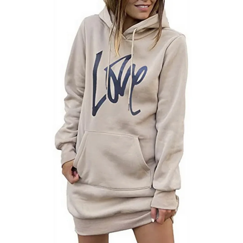 Women Autumn Loose Hooded Dress Letter Fashion Sport Drawcord Slit Solid Lady Dress Casual Sweatshirt Long Sleeve Party Dresses
Women Autumn Loose Hooded Dress Letter Fashion Sport Drawcord Slit Solid Lady Dress Casual Sweatshirt Long Sleeve Party Dresses