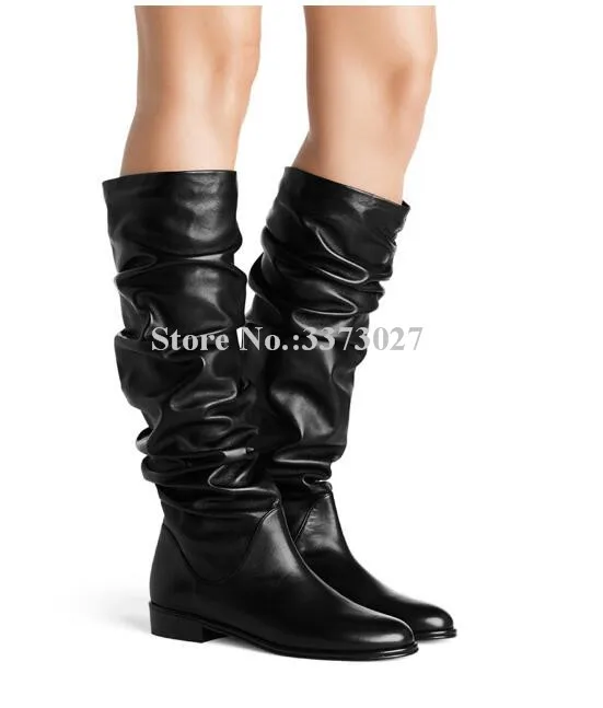 New Black Leather Pleated Flat Long Boots Women Fashion Round Toe Casual Over the Knee Boots Lady Large Size Winter Boots
New Black Leather Pleated Flat Long Boots Women Fashion Round Toe Casual Over the Knee Boots Lady Large Size Winter Boots