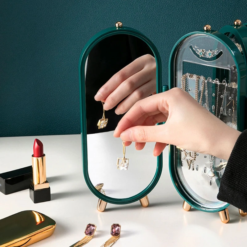 Large Mirror Display Desktop Jewel Box Organizer 4 Fan Jewelry Storage Case
Large Mirror Display Desktop Jewel Box Organizer 4 Fan Jewelry Storage Case