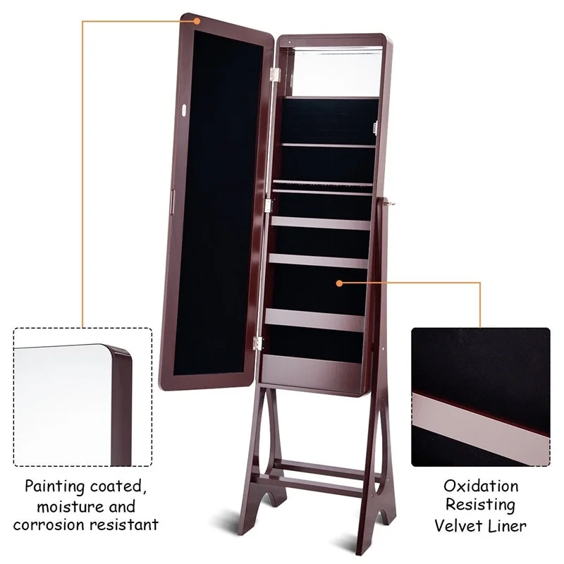 LED Jewelry Box Organizer Ring Stud Earrings Jewelry Storage Cabinet with Bevel Edge Full Size Mirror HW58540
LED Jewelry Box Organizer Ring Stud Earrings Jewelry Storage Cabinet with Bevel Edge Full Size Mirror HW58540