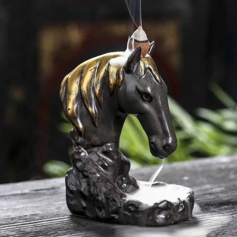 Creative Horse Head Incense Holder Porcelain Censer Backflow Incense Burner Smoke Waterfall Incense Burners +10pcs Incense Cones
Creative Horse Head Incense Holder Porcelain Censer Backflow Incense Burner Smoke Waterfall Incense Burners +10pcs Incense Cones