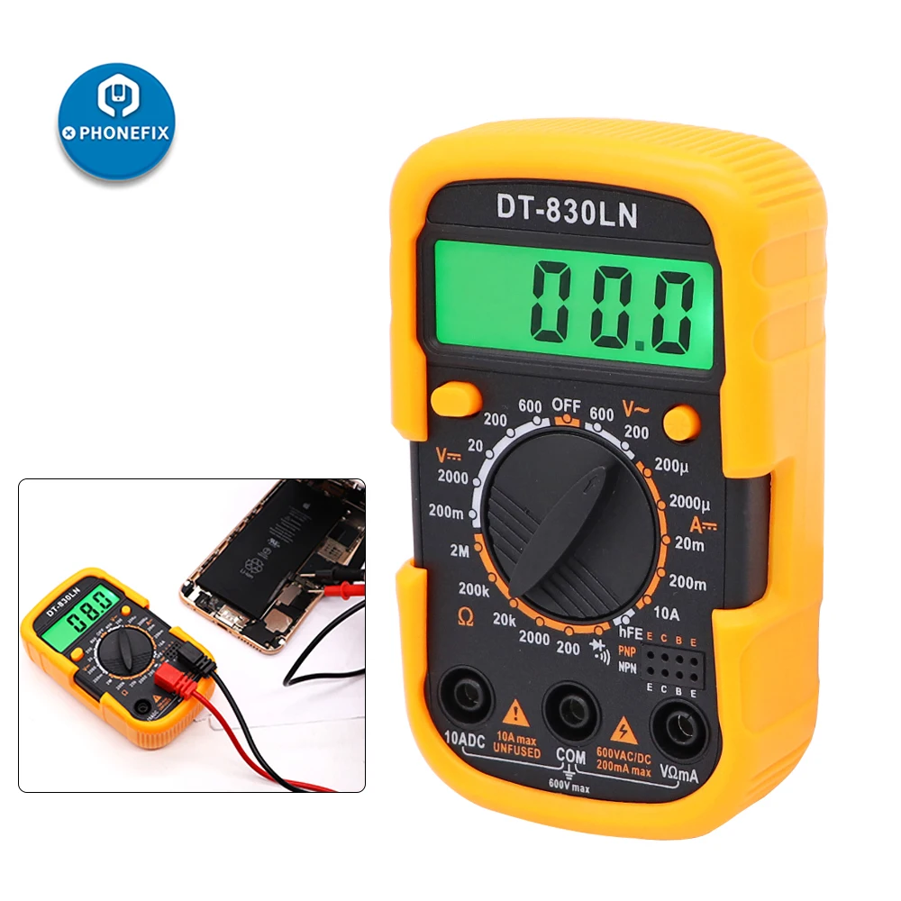 DT-830LN портативный цифровой мультиметр ЖК-дисплей с подсветкой измеритель тока тестер AC DC Напряжение Амперметр Ом тестер
DT-830LN портативный цифровой мультиметр ЖК-дисплей с подсветкой измеритель тока тестер AC DC Напряжение Амперметр Ом тестер