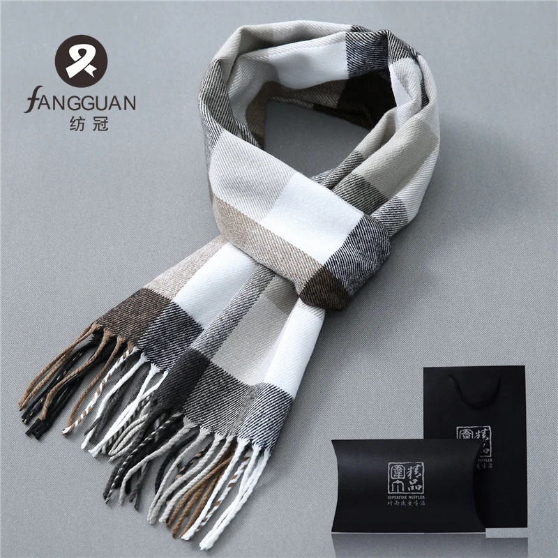 

Winter men's scarf men's birthday gift women's warm scarf gift box students autumn and winter lattice Korean teenagers