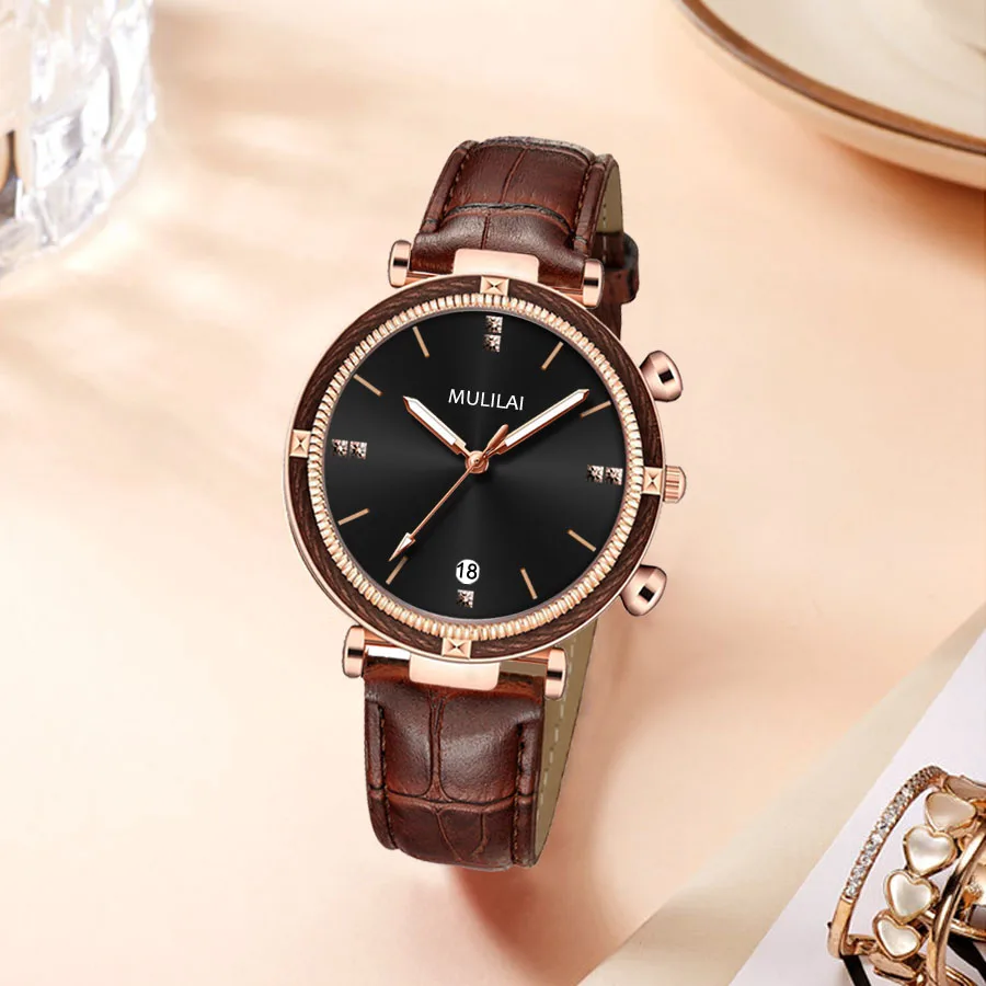 Fashion Ladies Wristwatches Black Leather Rose Gold Case Japan Quartz Wrist Watches for Women Dropshipping Relogio Feminino
Fashion Ladies Wristwatches Black Leather Rose Gold Case Japan Quartz Wrist Watches for Women Dropshipping Relogio Feminino